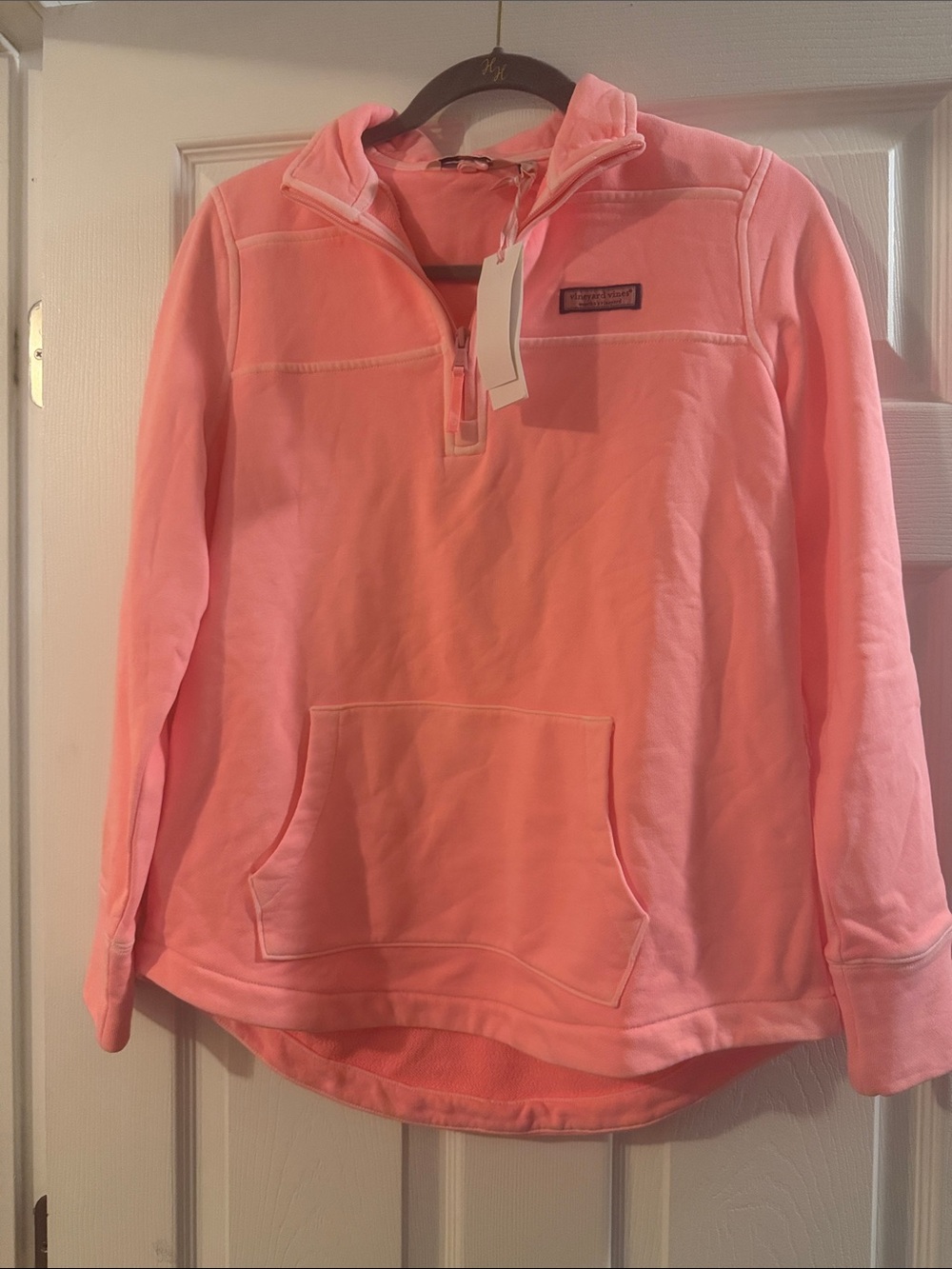 Vineyard Vines Coral Pink Quarter-Zip Relaxed Shep Pullover